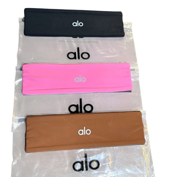 🖤🤎🩷NEW🖤🤎🩷ALO Yoga Trio Headband Set - Black, Pink, Brown - Picture 3 of 3
